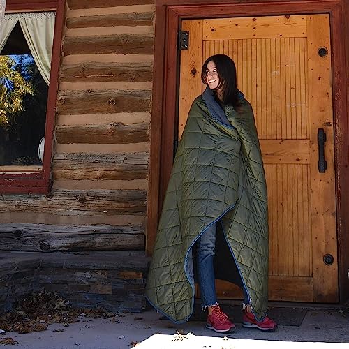 Lightspeed Outdoors Rugged Puffy Outdoor Blanket, Camping Blanket, Chive/Dark Gray - Thumbnail 6