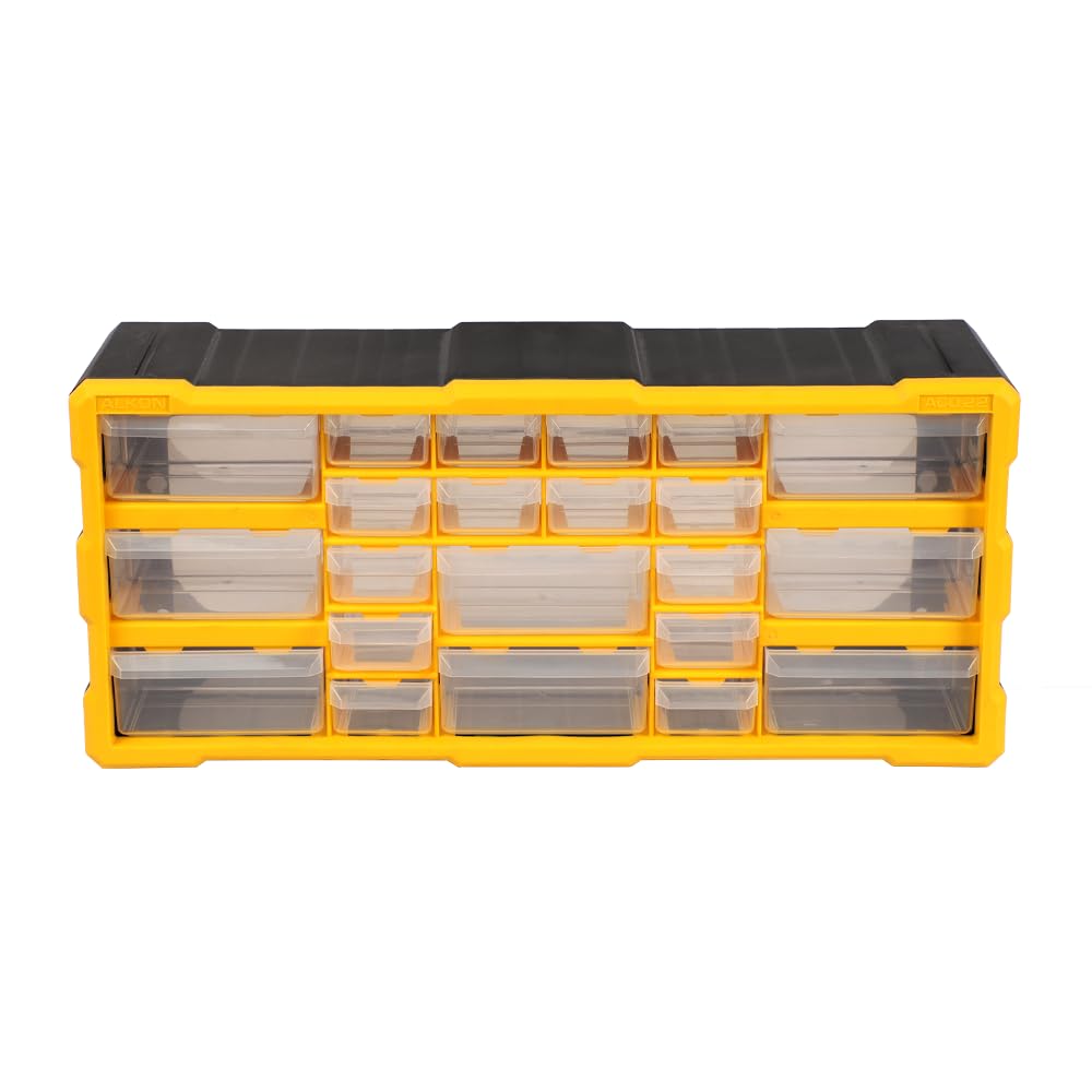 Alkon Polypropylene Component Organiser With Drawers(Aco22)Small Parts Storage|Jewellery|Pharmacy|Shop|Medicine|Nuts |Screws|Bolts|Diy|Clinic|Hospital|Multiple Drawers-22 Drawers Yellow