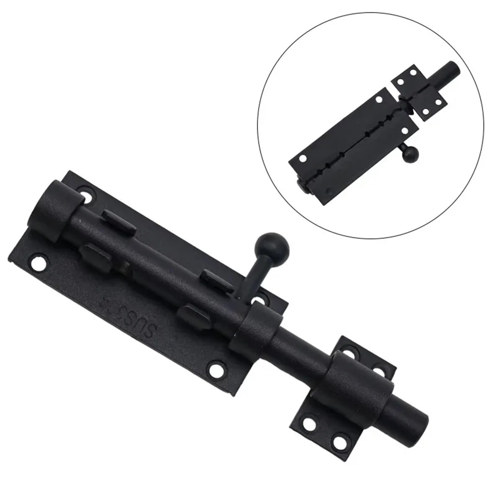 Pestillo De Seguridad Para Puerta Pestillo de perno for puerta y ventana, pestillo alta resistencia, hebilla cerradura deslizante, negro acero inoxidable 304, ferretería for el hogar(12in)