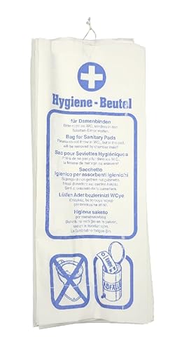 Theracaso Hygienebeutel aus Recyclingpapier – gefädelt zum Aufhängen | Damen Hygienebeutel für Tampons, Binden & Slipeinlagen | Plastikfrei & umweltfreundlich (100 Hygienebeutel)
