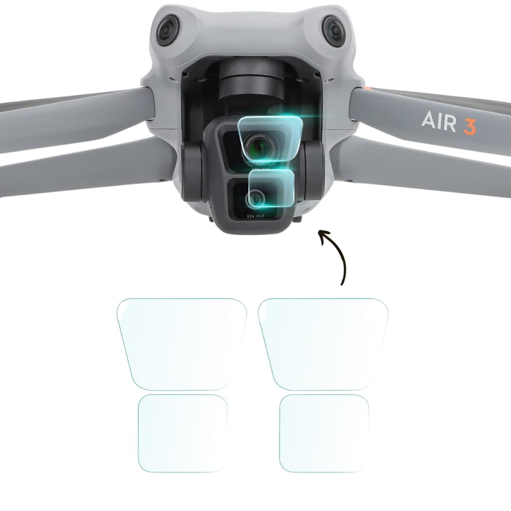 HD Tempered Glass For Dji Mavic Air 3 Gimbal Camera Dual Lens Scratch Protector Guard 9H Hard 2.5d Curve edge Camera Glass Accessories(Pack of 2)