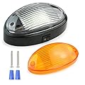 LED RV Exterior Porch Utility Light Oval 12v 300 Lumen Lighting Fixture Replacement Lighting for RVs, Trailers, Campers, 5th Wheels Black Base, Clear and Amber Lens (Black With on/off Switch, 1-Pack)