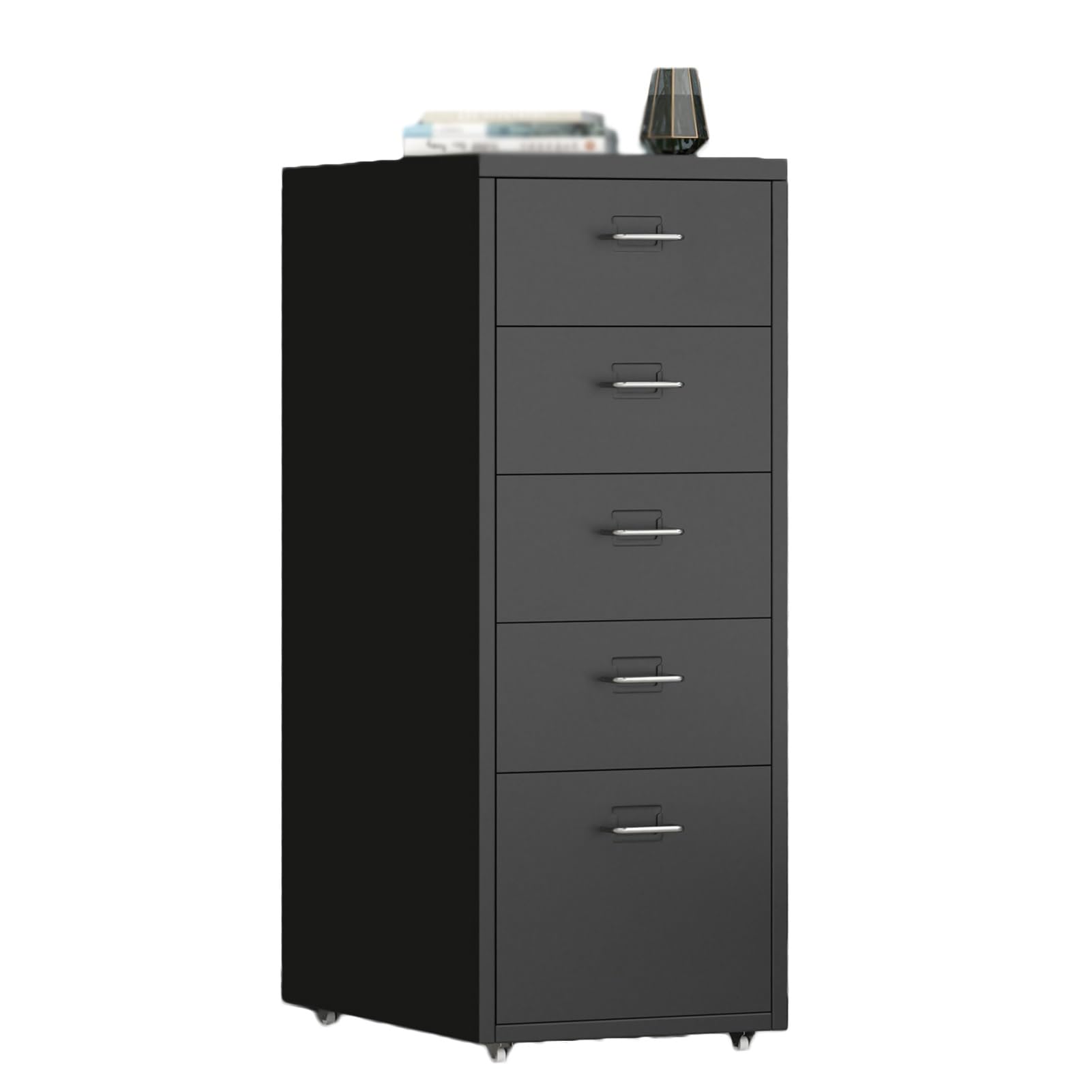 Table de chevet noire 5 tiroirs pour optimiser l'espace d'un appartement