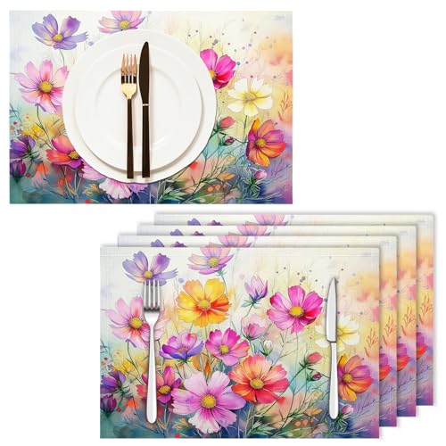 Sets de table de aquarelle fleurs glamour lot de 6 pièces de table - 5