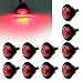 Purishion 10x 3/4"" Round LED Clearence Light Front Rear Side Marker Indicators Light for Truck Car Bus Trailer Van Caravan Boat, Taillight Brake Stop Lamp 12V (Red)...