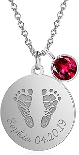 LONAGO Personalized Pet Cat Dog Paw Print Necklace with Name, Engrave Pet Cat Dog Paw Human Feetprint Necklace Gift for Women Girls (white gold color, Sterling Silver)