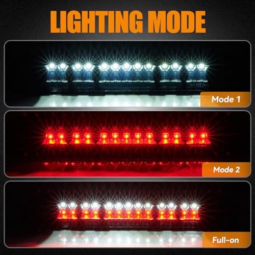 Image of Third 3rd Brake Light, LED High Mount Stop Light Replacement for 2000 2001 2002 2003 2004 2005 2006 Toyota Tundra, Rear Center Cab Roof Tail Cargo Lamp (Black)