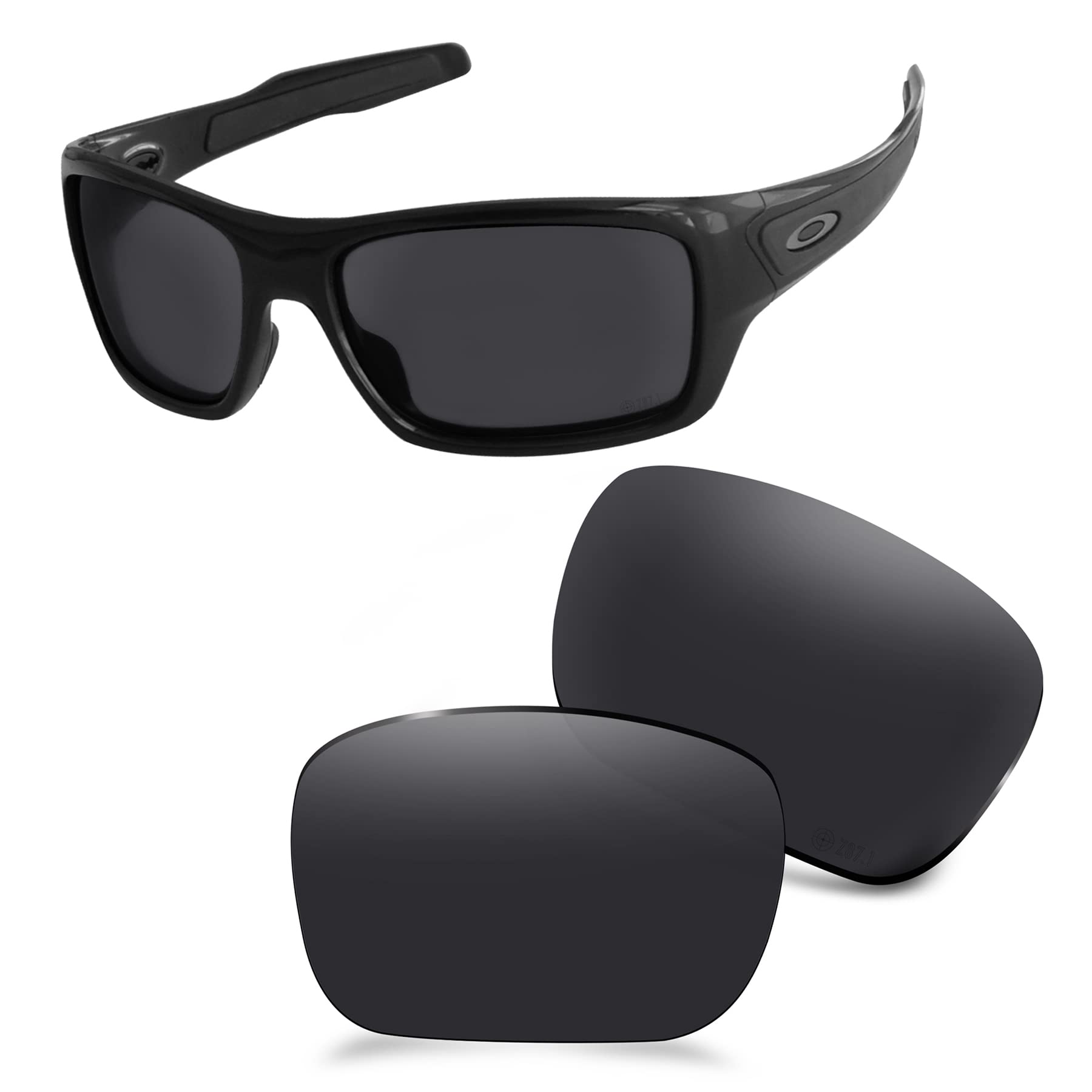 AOZAN ANSI Z87.1 Polarized Replacement Lenses For Oakley Turbine Sunglasses - Onyx Black