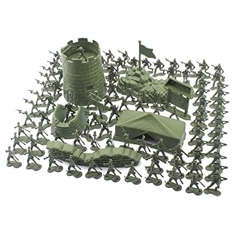 Hpory Army Men Toys, 100 Pcs Military Soldier Set with Plastic Soldiers Military Figures Fortress, Deluxe Military Soldiers Model Toy Army Men Action Figures Playset Toys for Kids Boys Girls Cover