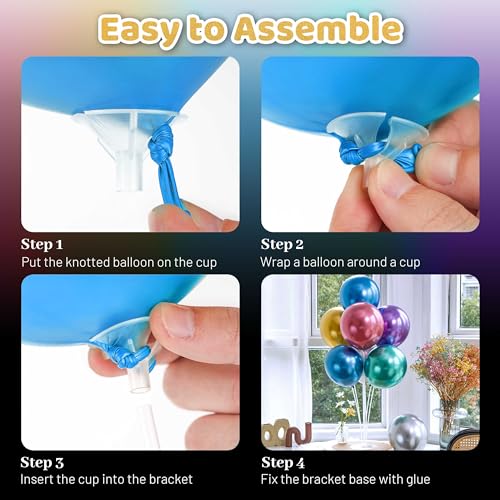 Image of JOYYPOP 24 Sets Balloon Stand Kit, Balloon Sticks with Base Birthday Graduation Party Decorations Wedding