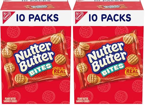 Nutter Butter Bites Peanut Butter Sandwich Cookies, 10 Snack Packs (Pack of 2)