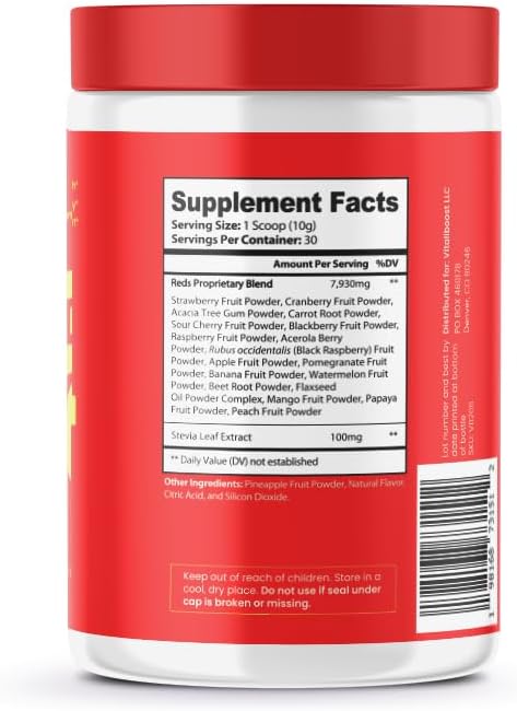 Red Boost Superfood Powder - 19 Fruits & Berries (30 Servings) - Image 2