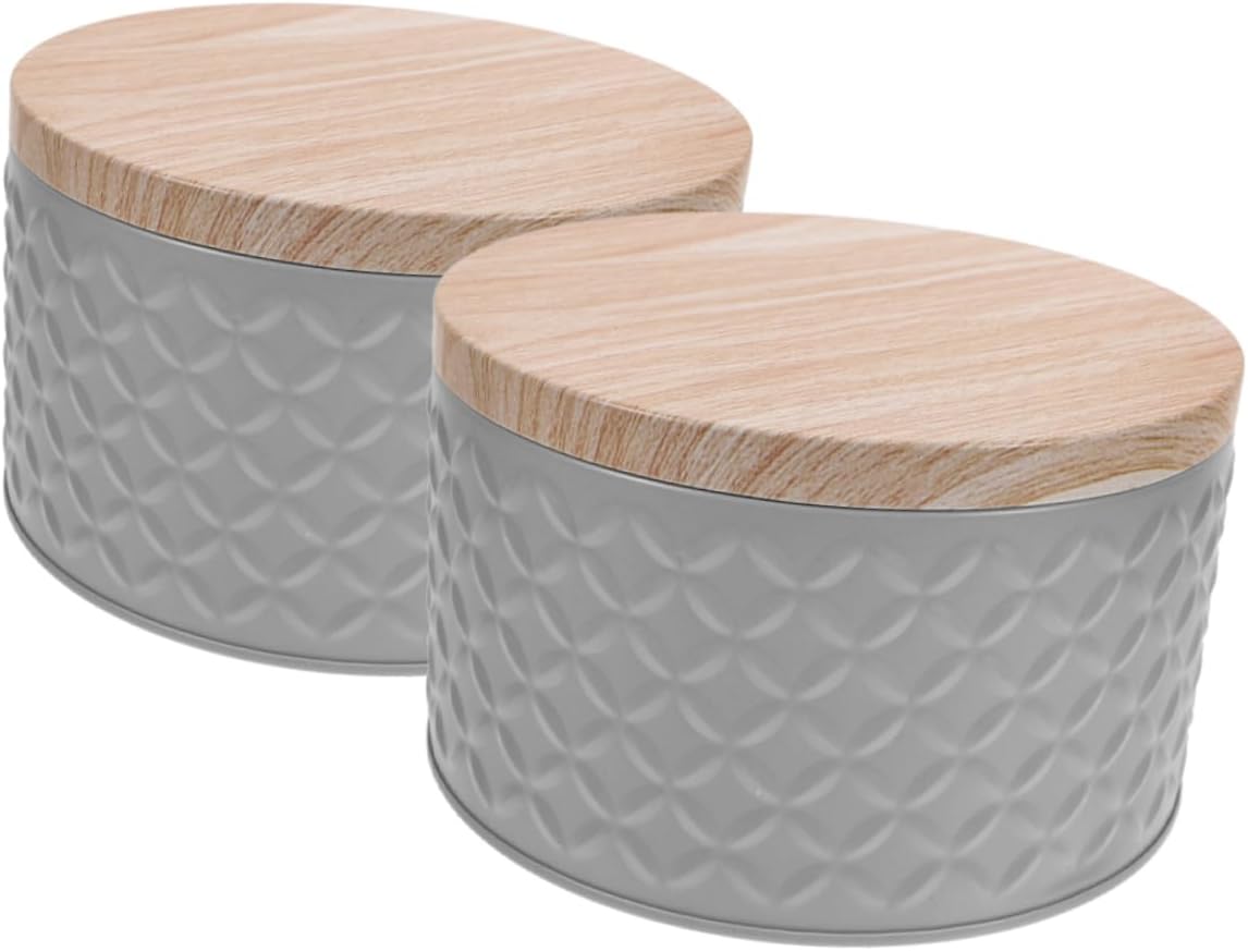 – 2pcs Airtight Cake Containers Tin Boxes Lids for Cookies Candy Baked Goods Decorative Tin Storage for Party Birthday