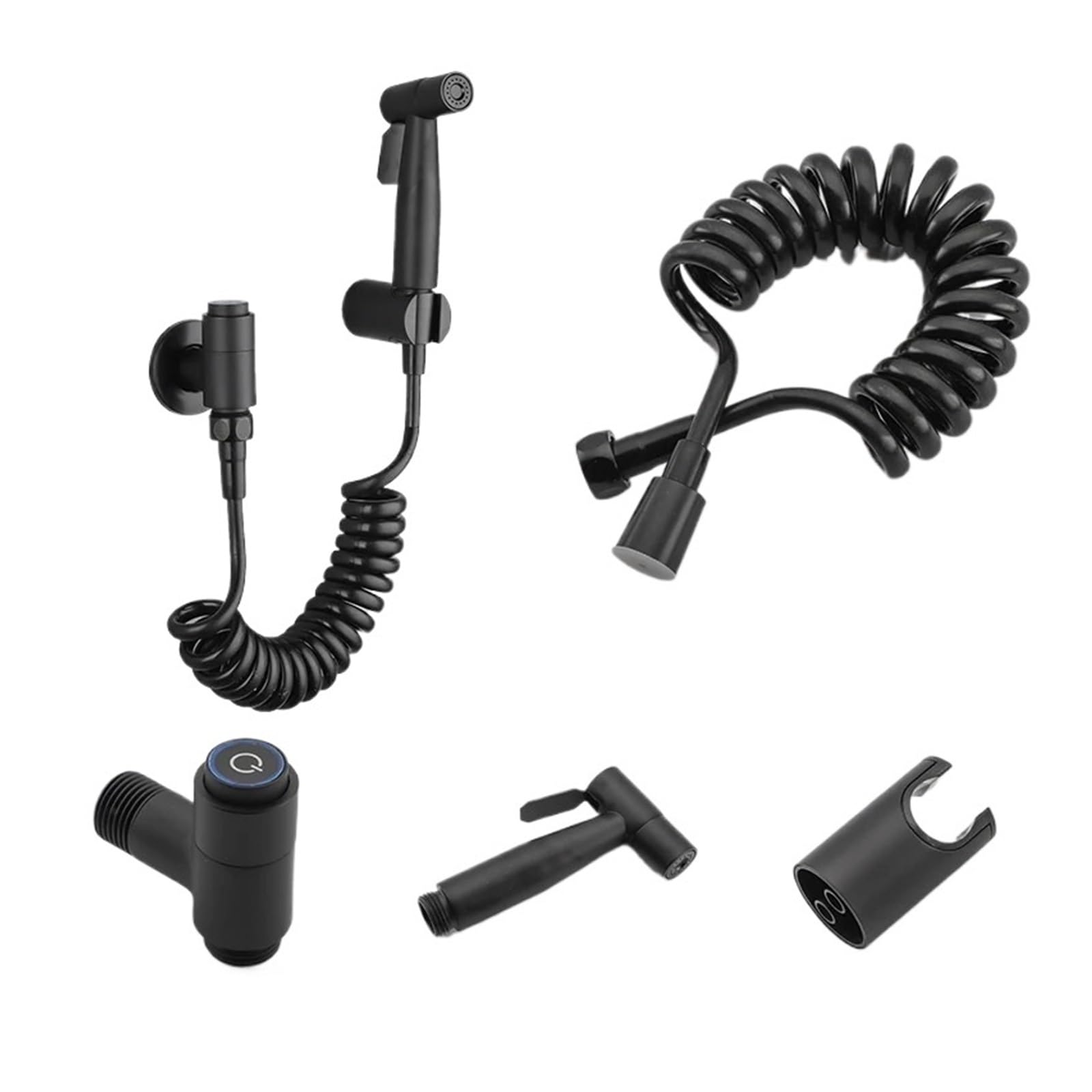 Douchette de WC noire, robinet de bidet autonome et tube télescopique