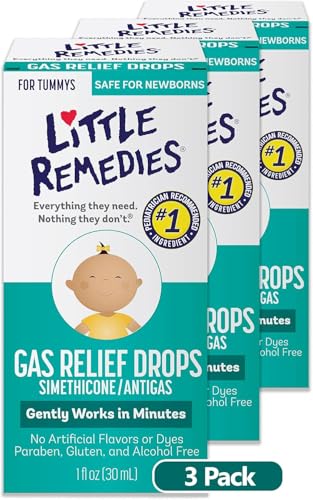 Image of Little Remedies Newborn Gas Relief Drops, Relieves Discomfort from Gas, Baby Medicine with No Artificial Flavors or Dyes, Natural Berry Flavor, 1 Fl Oz (Pack of 3)