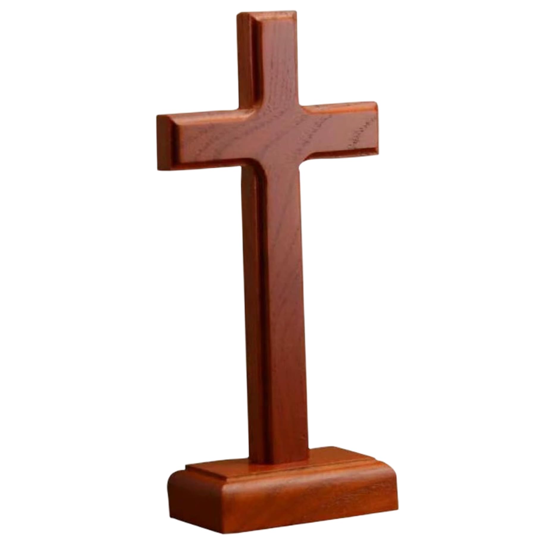 Hotainoys Standing Cross, Wooden Cross Statue with Base for for Home Chapel Decor, Religious Christian Catholic Desktop Decor, Statue