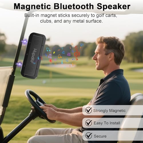 Image of Hupoaf Magnetic Golf Cart Speaker, 50W Portable Bluetooth Speaker with Secure Magnet Mount, Deep Bass Stereo Sound, 30H Battery, IPX7 Waterproof, TWS Pairing for Golf Cart & Outdoor Adventures