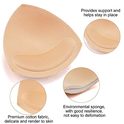 Nimiah Bra Pads Insert 3 Pairs Sewn Edge Bra Inserts Ab, Cd, De Cups | Swimsuit Replacement Pad Beige Black White Optional #TOP4