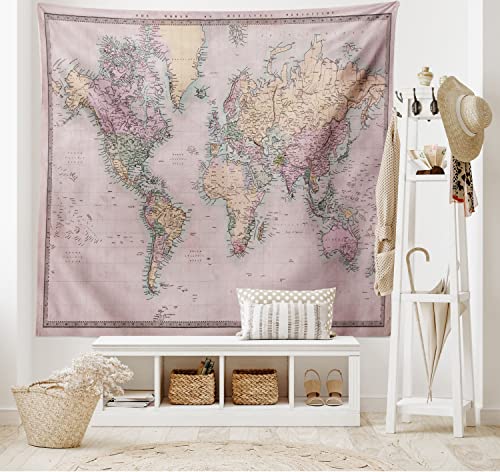 Ambesonne Antique Hand Colored World Map Tapestry #TOP28