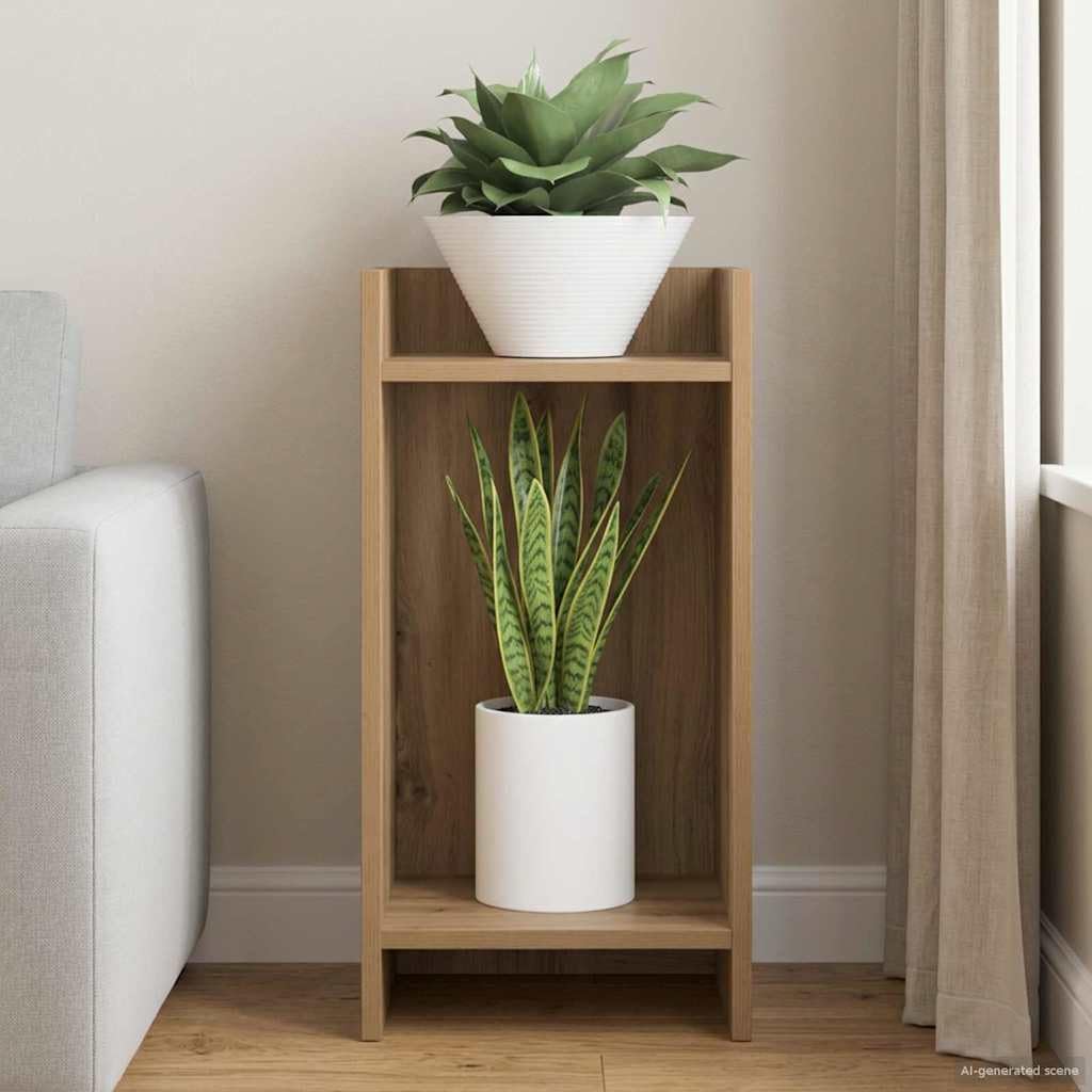 Pflanzenständer Artisan-Eiche Holzwerkstoff 30 x 30 x 60 cm mit 2 Regalen platzsparend für Zimmerpflanzen Blumentopf Dekoration Indoor und Balkon