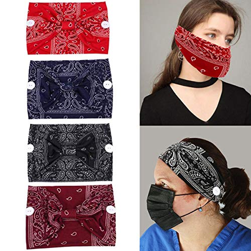 Vinyl Quote Me JREW-74632 4 Pieces Headbands With Buttons Mask Boho Yoga Fashion Headband Knotted Elastic Button Headband thumb #1