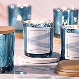 LAMORGIFT 15 Pack Glass Candle Jars with Lids (8oz, Lake Blue) - Candle Making Jars Containers for Making Candles - Mercury Glass Candle Jars include 20 Pcs Labels