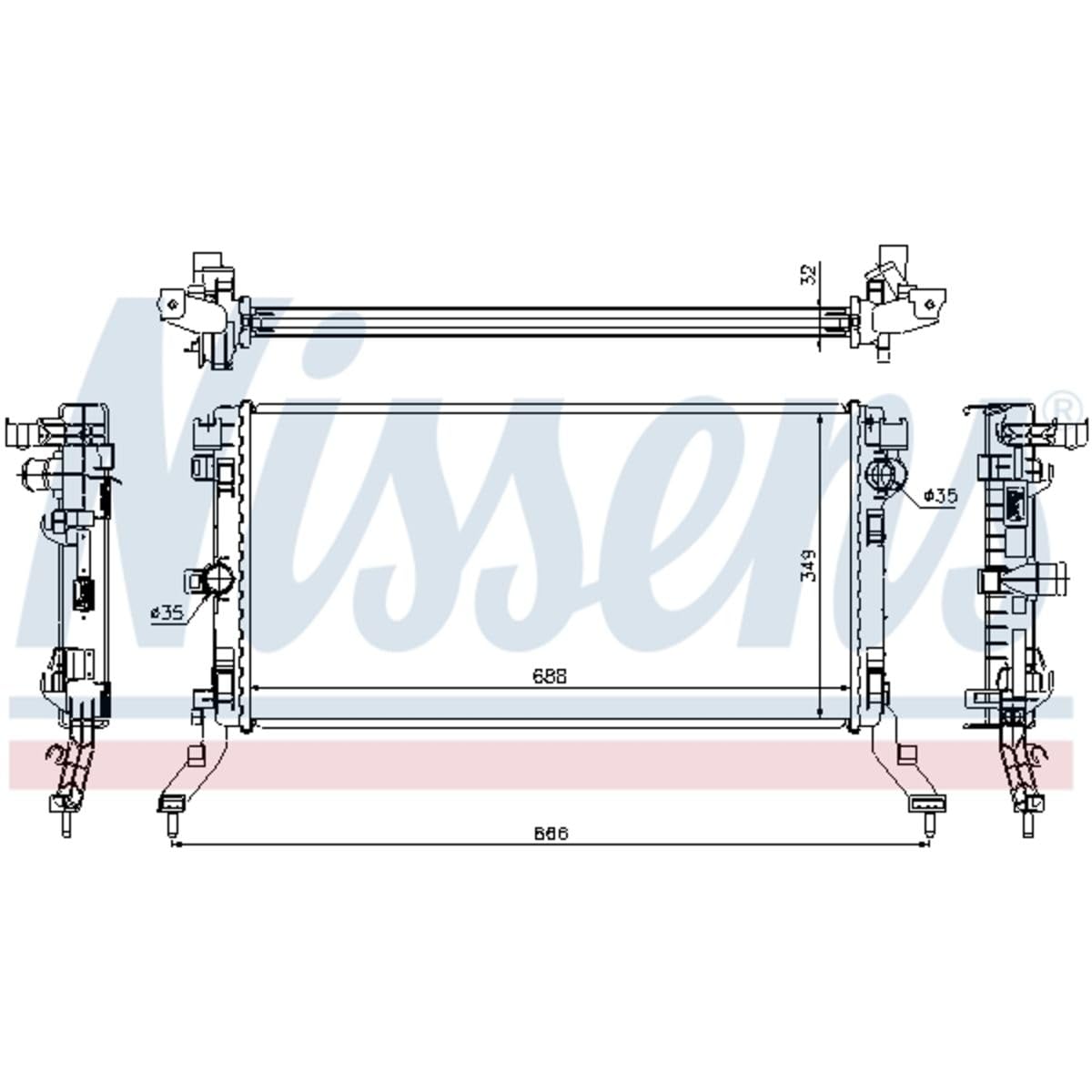 NISSENS Radiatore, Raffreddamento motore 637603 | Compatibile con: RENAULT LAGUNA Coupe, LAGUNA III, LAGUNA III Grandtour, LATITUDE