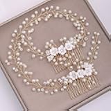 Kercisbeauty Pearl Hair Vine for Women Bridal Gold Hair Combs Rose Headband Prom Special Occasion Jewelry