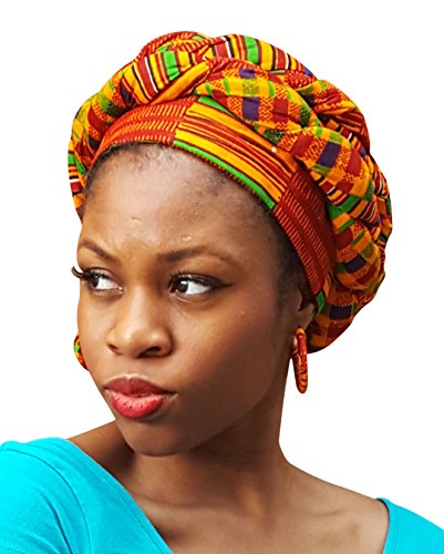 Kente African Print Ankara Modu Hat Pre-tied Head wrap2