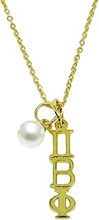 Sorority Things Pi Beta Phi Greek Sorority Lavalier with Pearl Gold Plated (Pearl & Lavalier Only (No Chain))
