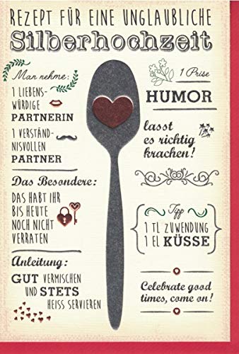 Tarjeta de felicitación para bodas de plata.