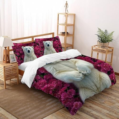 Housse de Couette Ours Polaire Imprimé 3D en Microfibre Premium