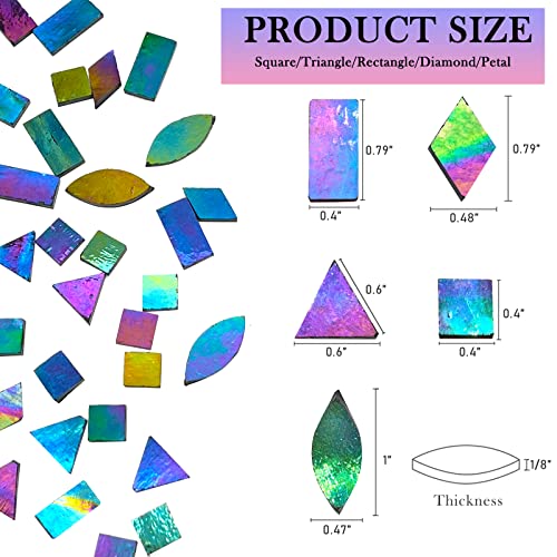 Litmind Iridescent Glass Mosaic Tiles For Crafts, 240 Pieces 5 Shapes Mixed Stained Glass Sheets, Mosaic Kits For Adults (Iridescent Black) #TOP3