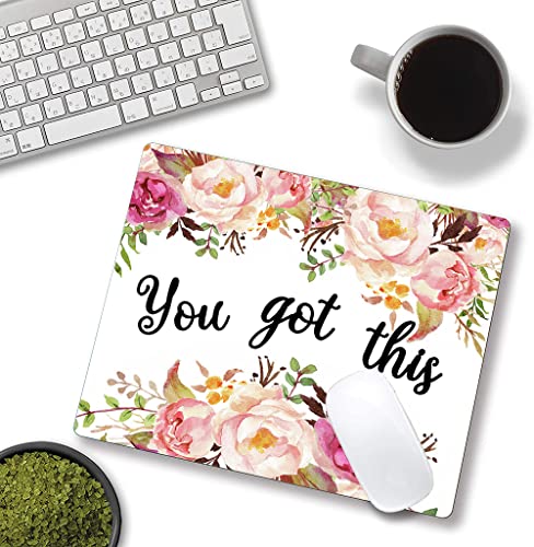Sanwumian Mouse Pad Floral, You Got This Mouse Pad, Mouse Mat Waterproof Non-Slip Rubber Base Mousepads For Women Desk #TOP1