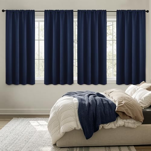 Image of MIULEE Navy Blue Blackout Curtains 63 Inch Length for Bedroom 4 Panels
