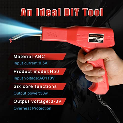 Atols Plastic Welding Machine Car Bumper Repair Kit, Plastic Welder Machine, 50W Hot Stapler Plastic Repair Kit, Hot Staple Gun Car Bumper Crack Repair Kit With Plier & 4 Types Hot Wave Flat Staples #TOP1