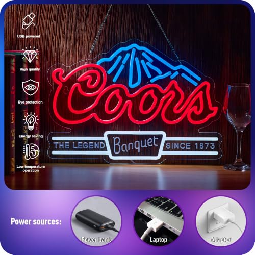 Image of Crs Banquet Beer Neon Sign Bar Led Light for Wall Decor | USB Powered Neon Sign with Dimmer for Man Cave Bar Pub Restaurant Party Gift Wall Art, Size: 16.5 X 12.6 Inch