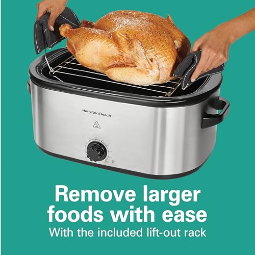 Hamilton Beach Electric Roaster Oven, Stainless Steel Finish with Black Accents, 22 Quarts, R32215 (Renewed) by Hamilton Beach - Used condition - Image 6