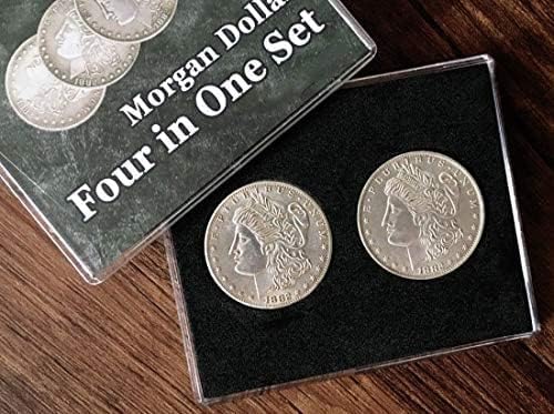 SUMAG Four in One Morgan Dollar Set Magic Tricks Coin Appear Vanish Magic
