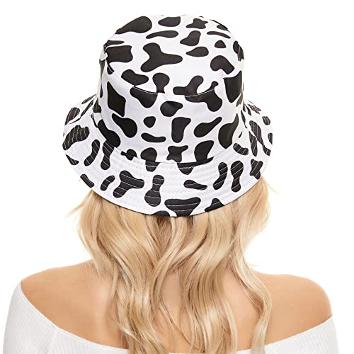 Durio Cow Print Bucket Hat Bucket Hat For Women Teens Travel Summer Womens Bucket Hats Packable Beach Sun Hat C Cow Print #TOP2