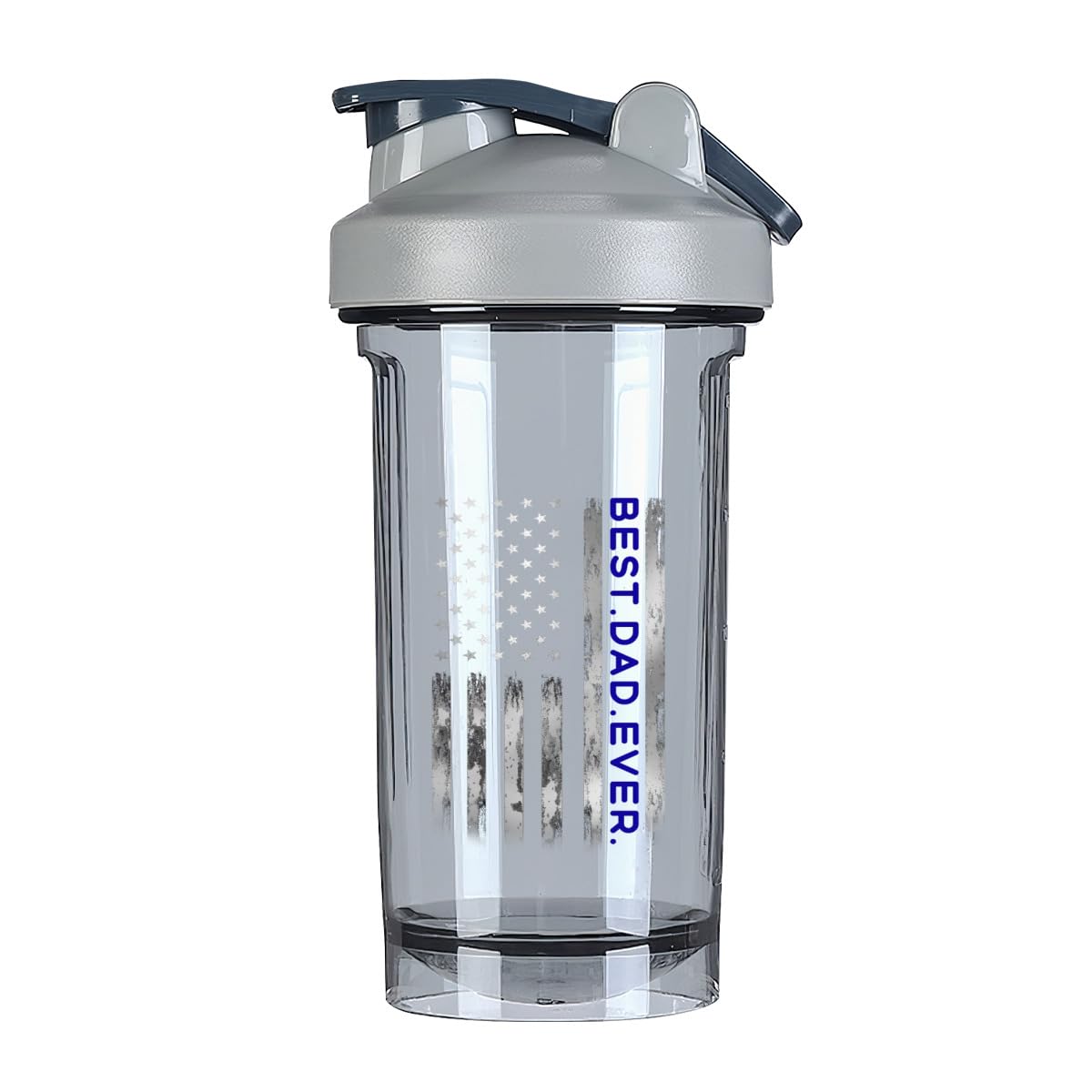 Vintage Best Dad Ever America Flag 18 Ounce Shaker Bottle Drink Mixer Leak-proof Pre Workout Protein Shakes Meal Replacement Shakes Bottles 500ML/18 Oz Gray