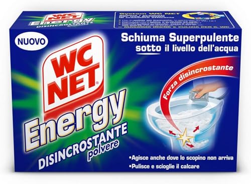 Wc Net - Energy Disincrostante, Detergente Anticalcare in Polvere per WC, Schiuma Autopulente, 4 Buste x 1 Confezione
