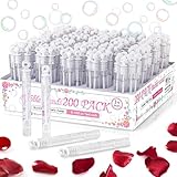 200 Pack Mini Bubble Wands, White Bubble Stick Toy Bulk for Wedding Supplies, Anniversaries, Valentine's Day Gift, Celebrations, Wedding Send Off, Party Favor for Couple, Guests, Kid, Boy and Girl