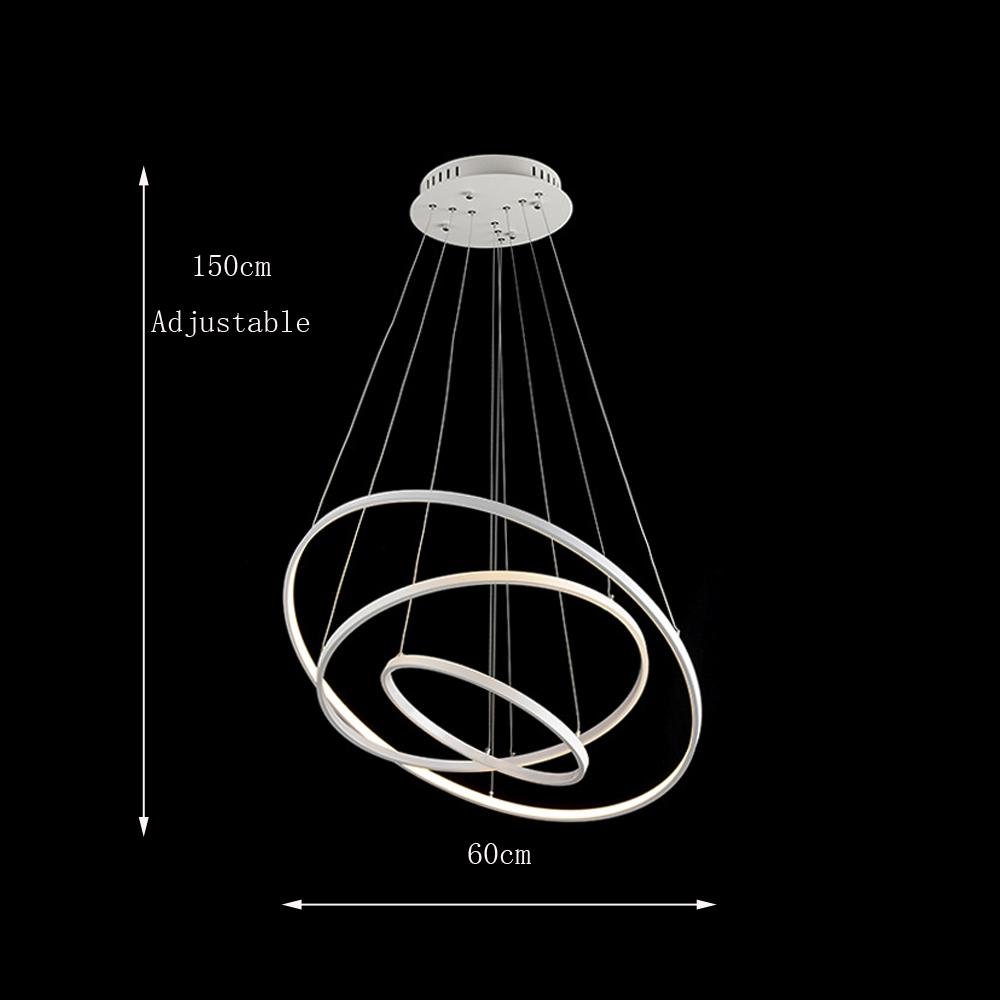J.SUNUN LED Pendelleuchte Moderne Schwarz 3-Ring Separate Installation