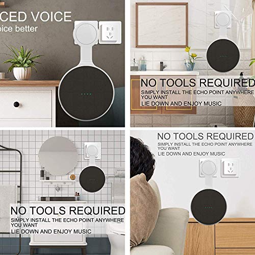 Outlet Wall Mount Holder Stand Hanger Fit for Google Home Mini Voice Assistant,A Space Saving with Cord Management for Smart Speakers,Hide Messy Wires,Place on Kitchen, Bedroom (Set of 2 White)