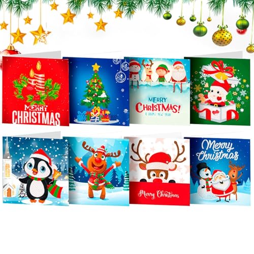 Cartes de vœux de Noël en peinture à strass pour embellir vos veillées créatives en famille