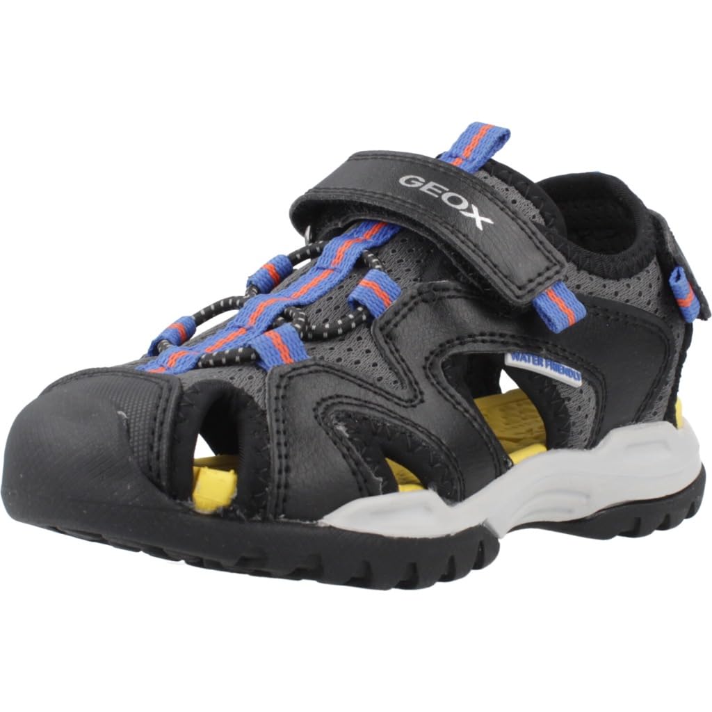 Geox J Borealis Boy C Sandal, Black/DK Grey, 36 EU