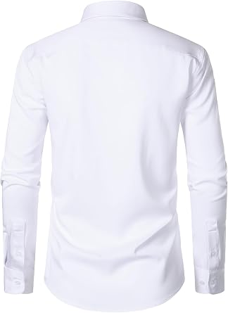ZEROYAA Men's Wrinkle Free Long Sleeve Dress Shirt | Business Casual Stretch, Modern Slim Fit, Button Down, For Wedding And Office