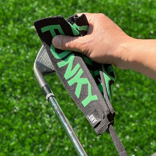 Image of ANDGOLF Pleats Ball Towel, Use to Wash My Ball and Club, Best Choice for Golf Gifts, Embroidered Golf Towels, Clip for Bags /Pants /Skirts, Durable Elastic Band, Colorful Fashion Golf Item (Green)