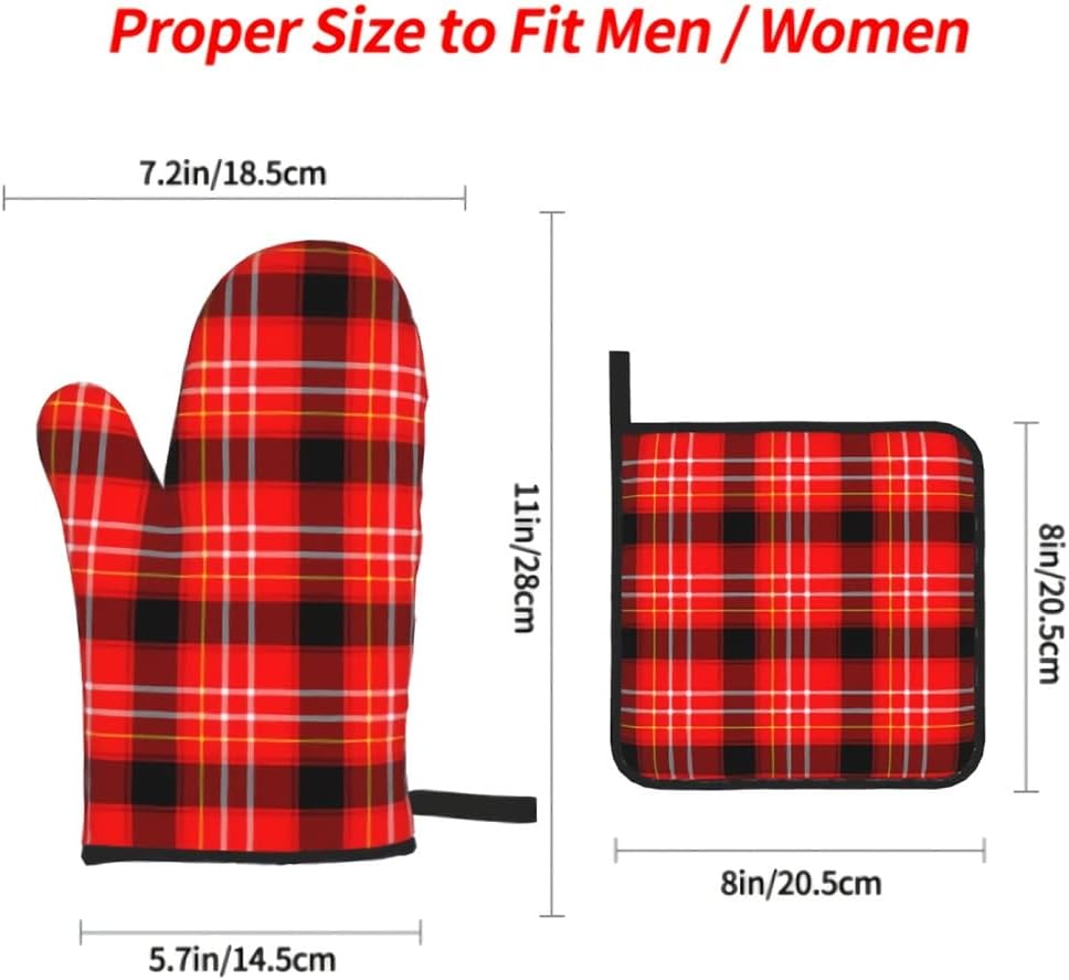 Oven Mitts and Pot Holders Set 4pc Heat-Resistant Gloves and Pot Holders
